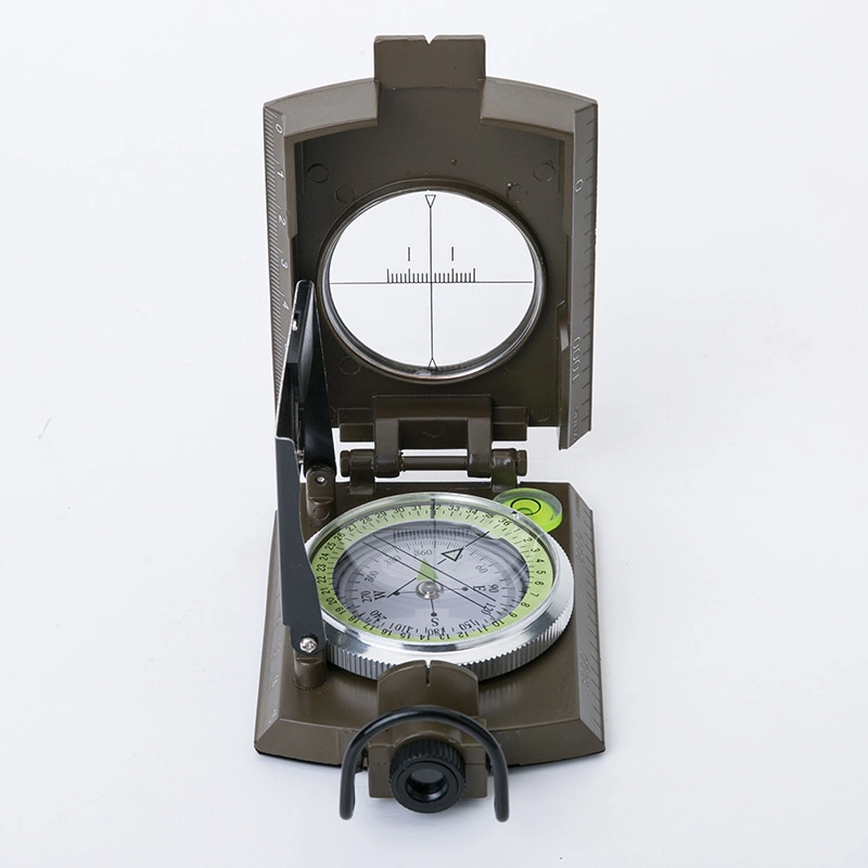 Green Multifunction Outdoor Compass with Level Slope Scale 360 Degree Luminous Turnable