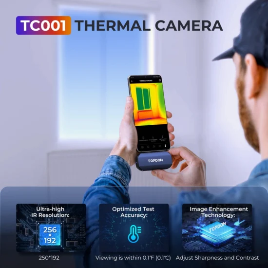 Topdon Tc001 工場供給スマートフォン使用ミニポータブルサーモグラフィ測定サーマルカメラ携帯電話 Android IR 赤外線サーマルイメージャイメージングカメラ